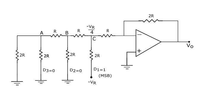 Equivalent circuit of fig 5. for binary input 100