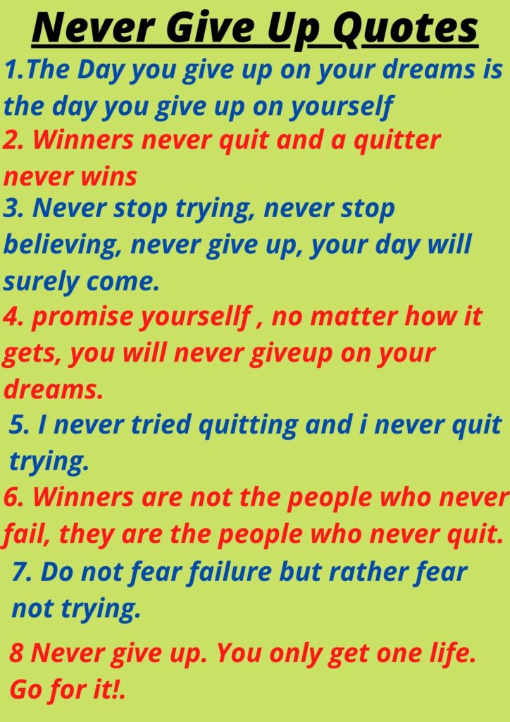 Never Give up quotes