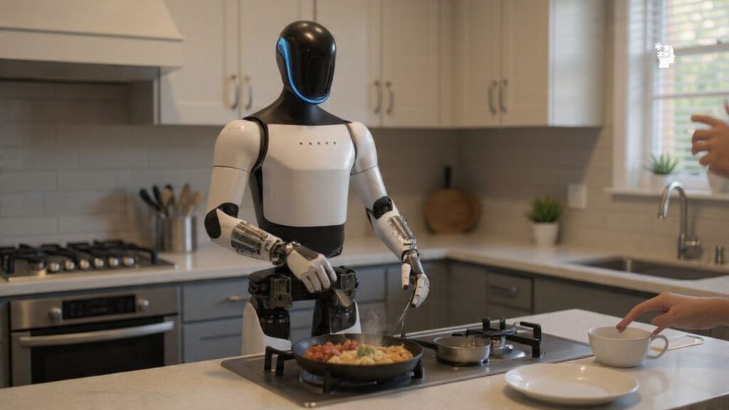 Robot cooking food in the kitchen